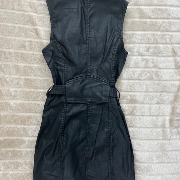 Diesel black coated denim zip mini dress size S - Picture 2 of 3